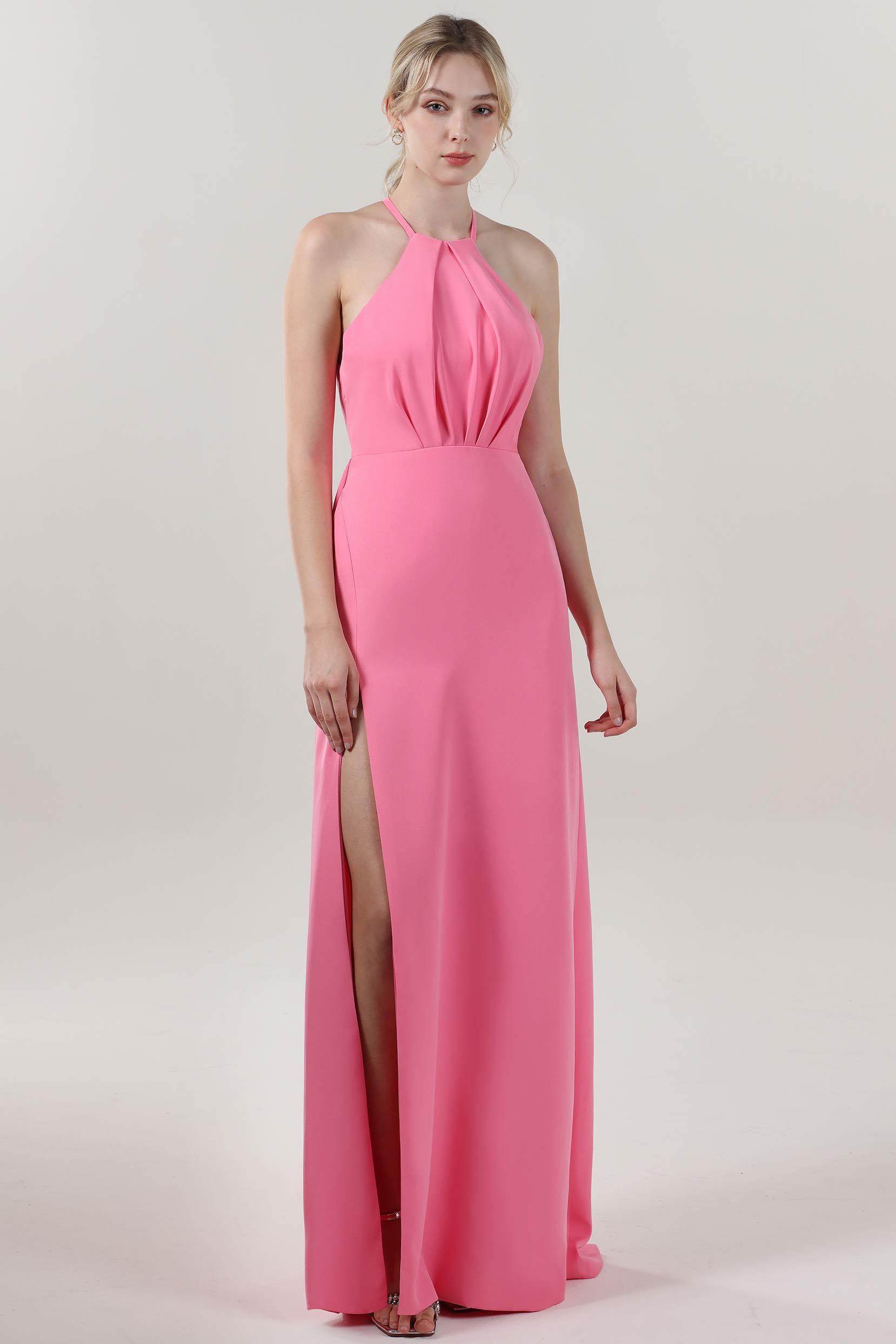 Sheath-Column Maxi Stretch Crepe Bridesmaid Dress CS0597BM - COCOMELODY